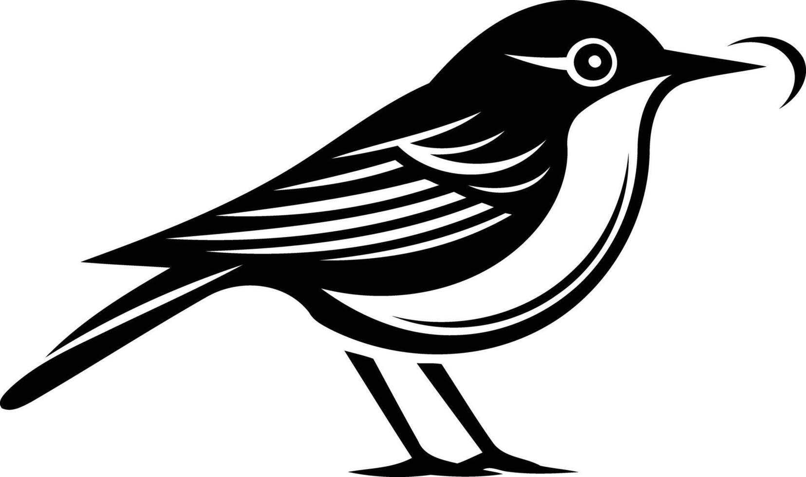 Stylized black and white illustration of a bird with a simple, minimalist design vector