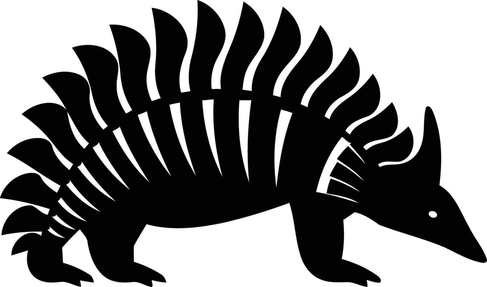 A striking black and white silhouette of an armadillo, perfect for adding a touch of nature to your designs vector