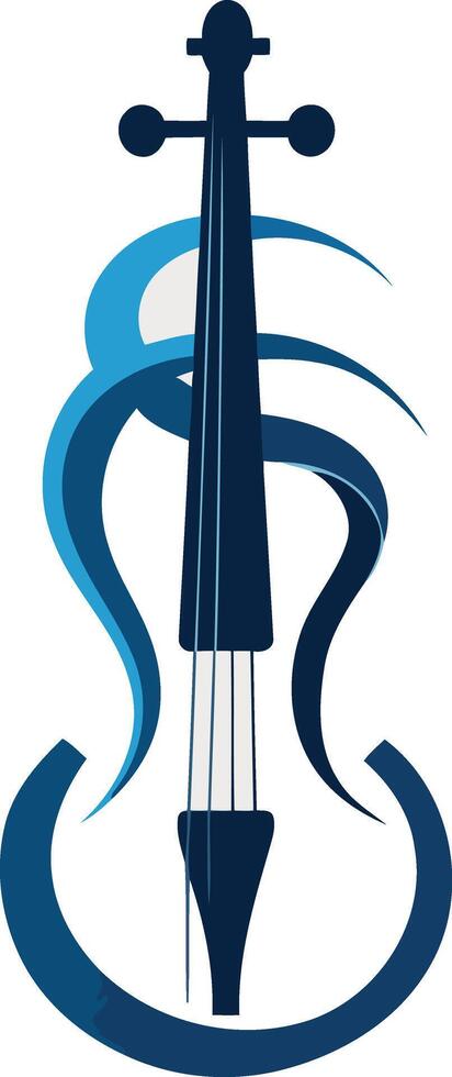 A stylized illustration of a violin with blue abstract waves, perfect for music logos, business cards, and websites vector