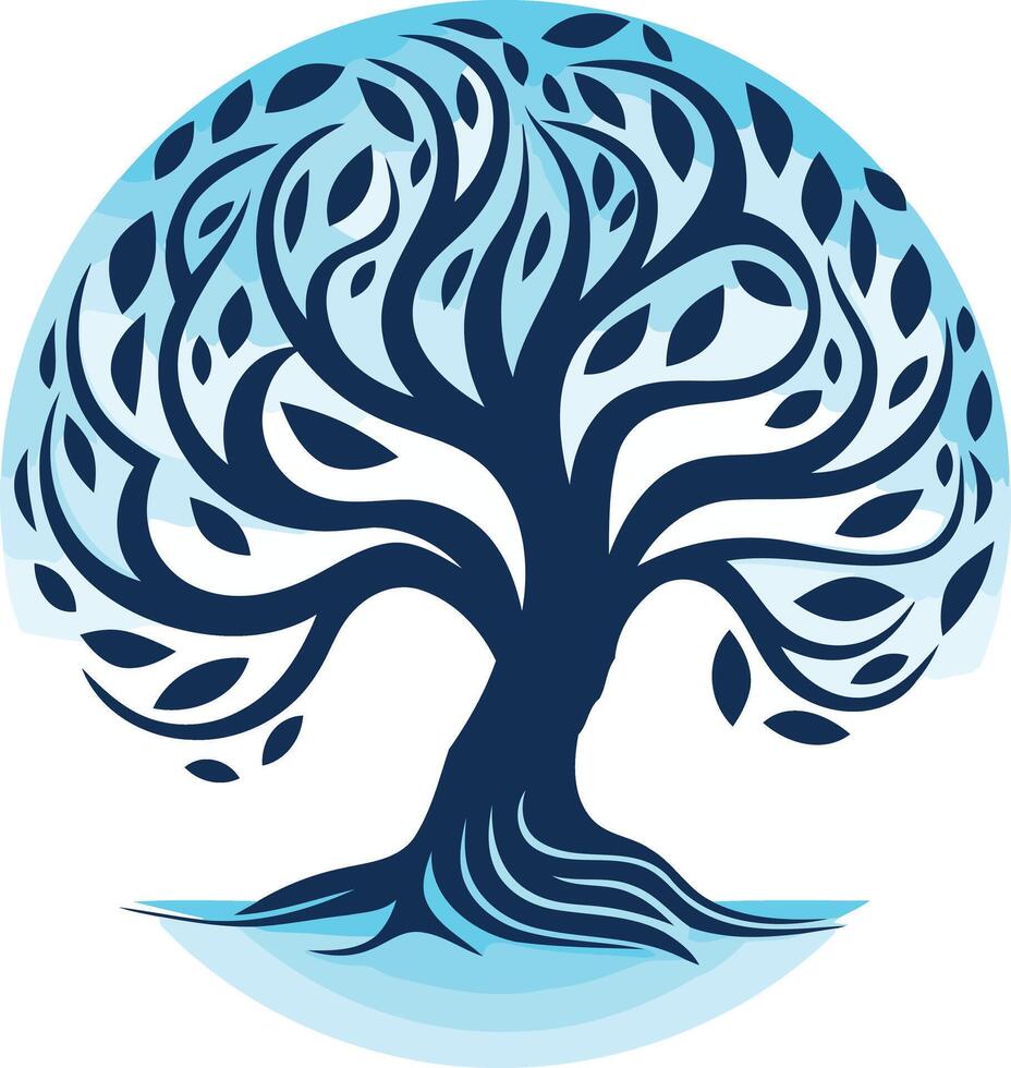 Abstract tree logo design with blue tones vector