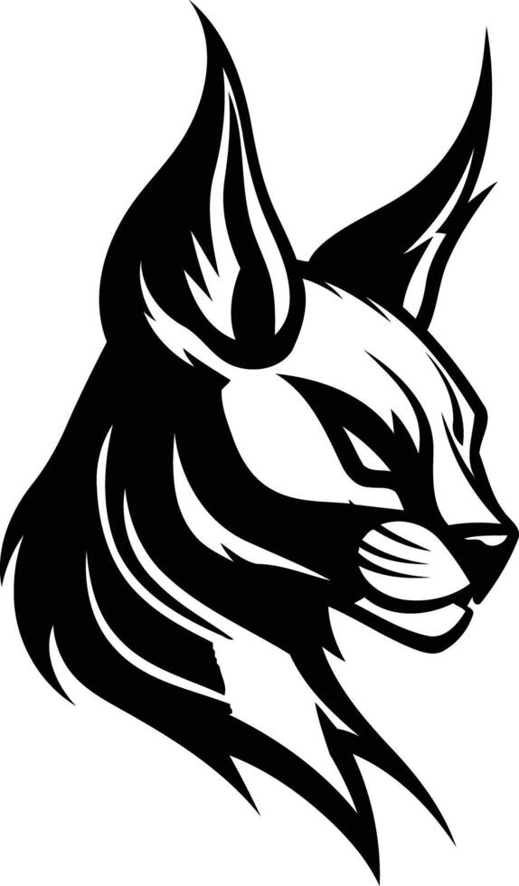 A fierce and bold black and white illustration of a lynx head, perfect for branding, logos, and designs that convey power, strength, and wildness vector
