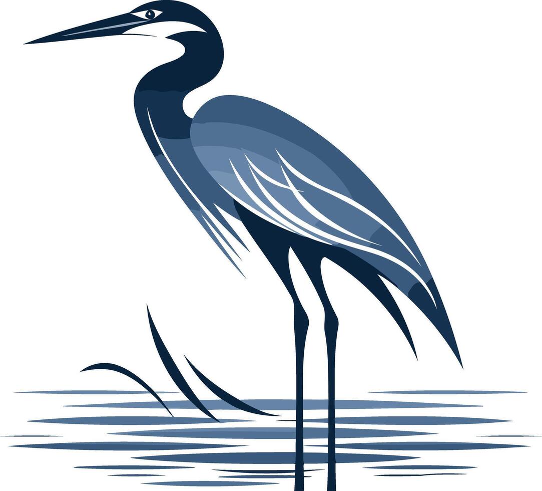 Stylized blue heron in a minimalist design, perfect for branding or nature-inspired designs vector