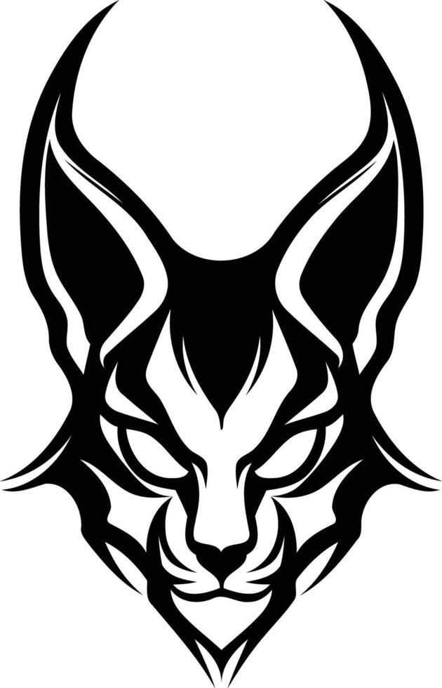 Intriguing black and white illustration of a stylized feline face, perfect for logo design, branding, or tattoo inspiration vector