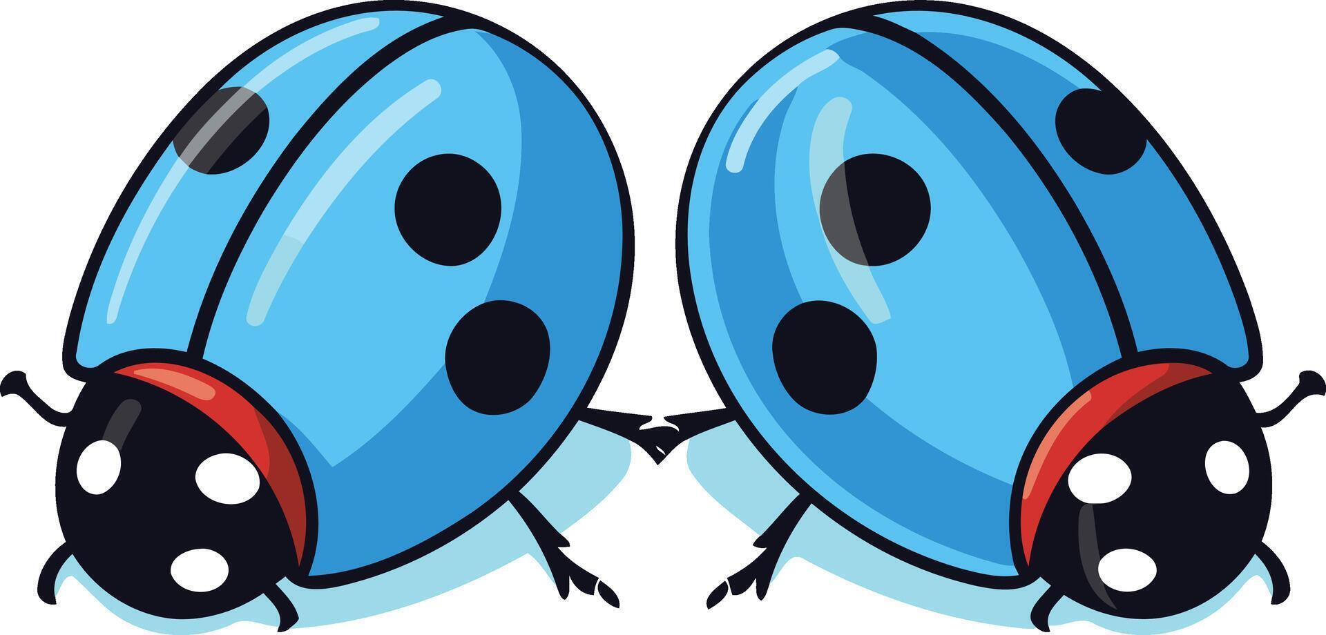 Two Blue Ladybugs Facing Each Other vector