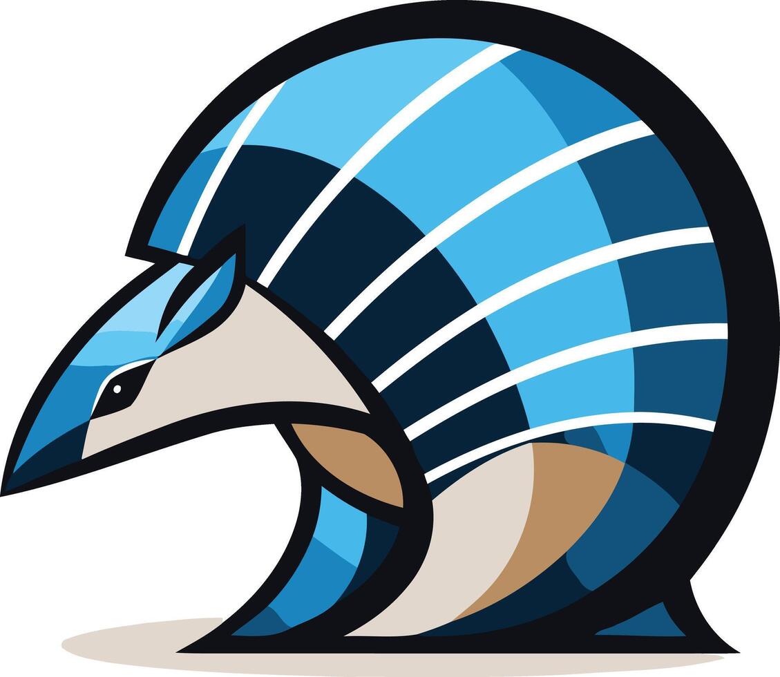 A bold and stylized illustration of a blue and white armadillo, perfect for logo design or branding materials vector