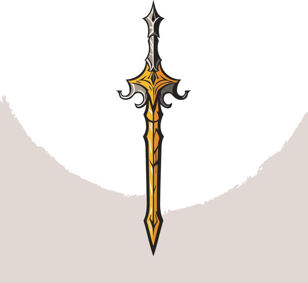 A powerful, golden sword with intricate details, perfect for fantasy, gaming, or medieval themed projects vector