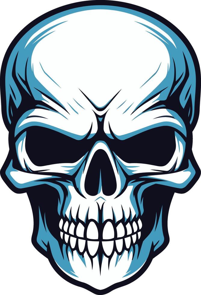 A detailed illustration of a human skull with a menacing expression vector