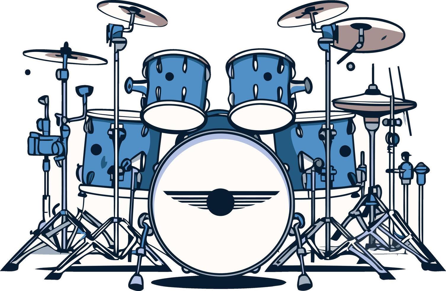 A cartoon illustration of a drum kit, perfect for music-related designs and projects vector