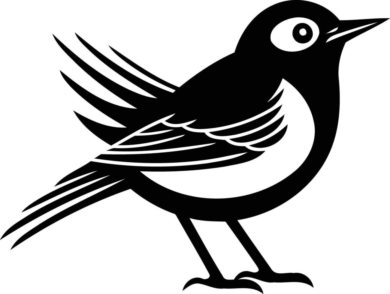 Stylized black and white illustration of a bird in profile, perfect for logo design, branding, and nature-themed projects vector
