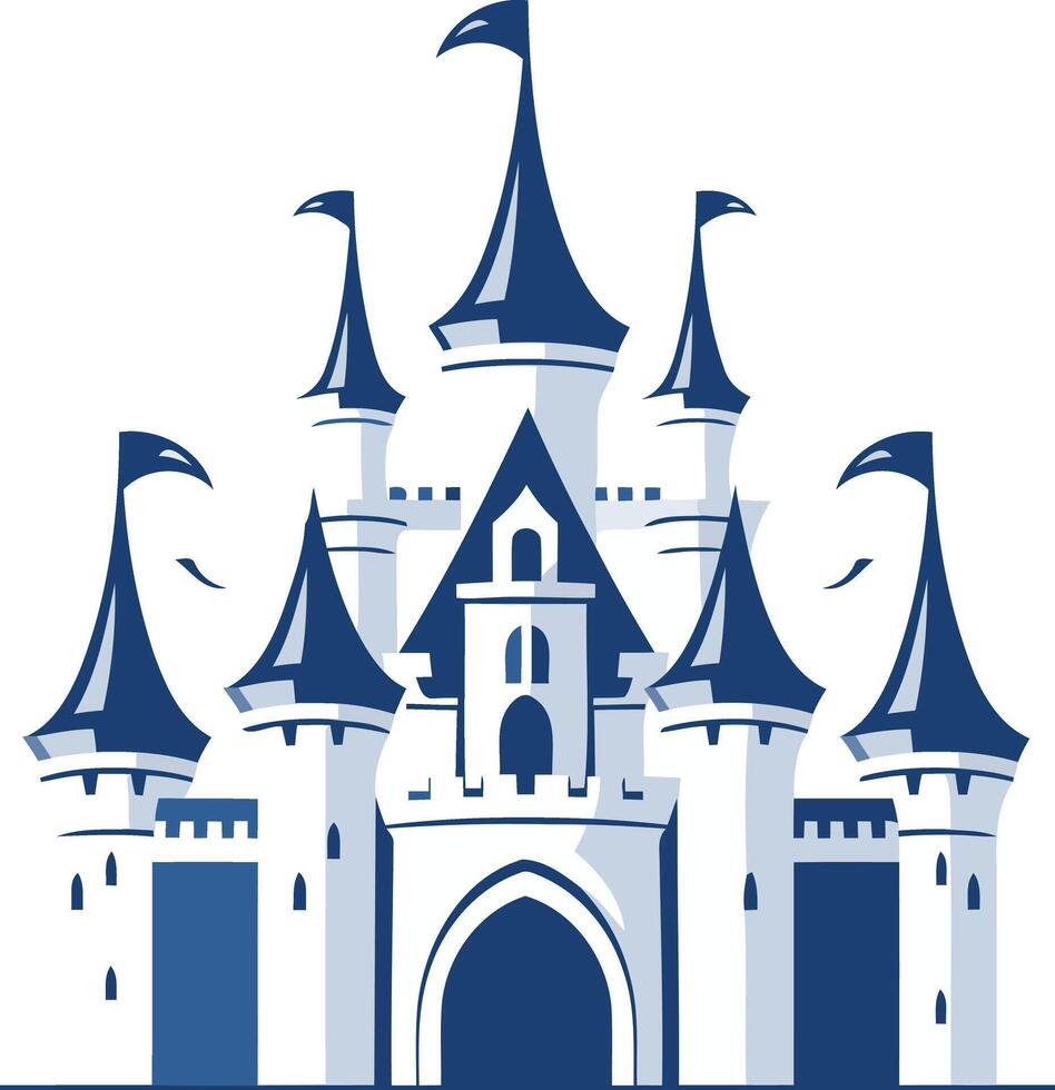 A charming silhouette of a classic fairytale castle, perfect for adding a touch of magic and wonder to your designs vector