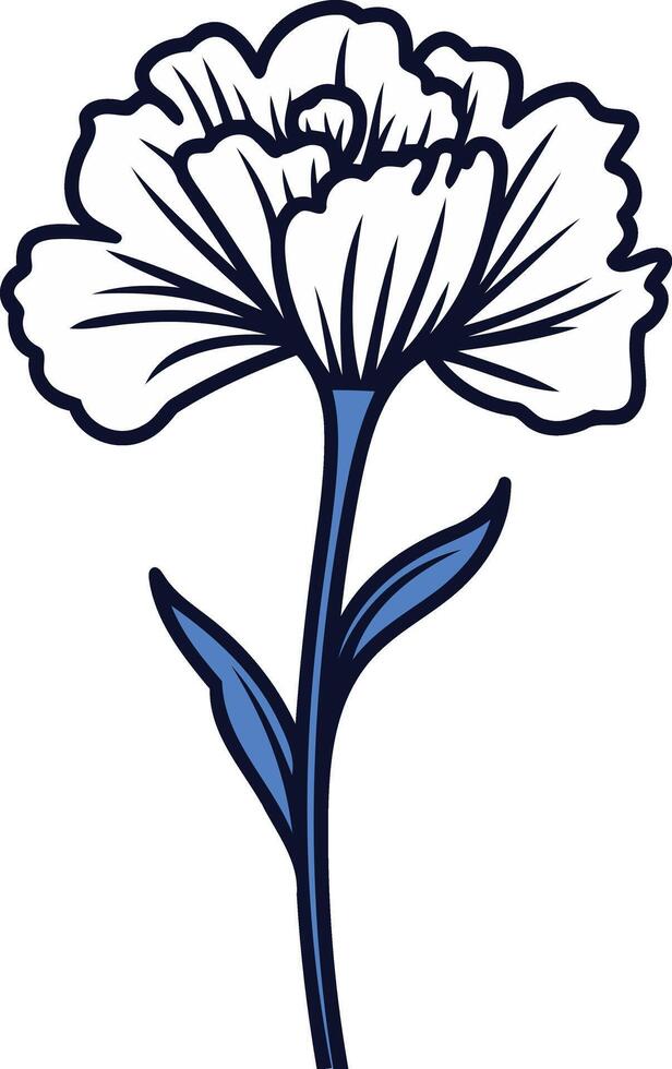 Single White Carnation with Blue Stem vector