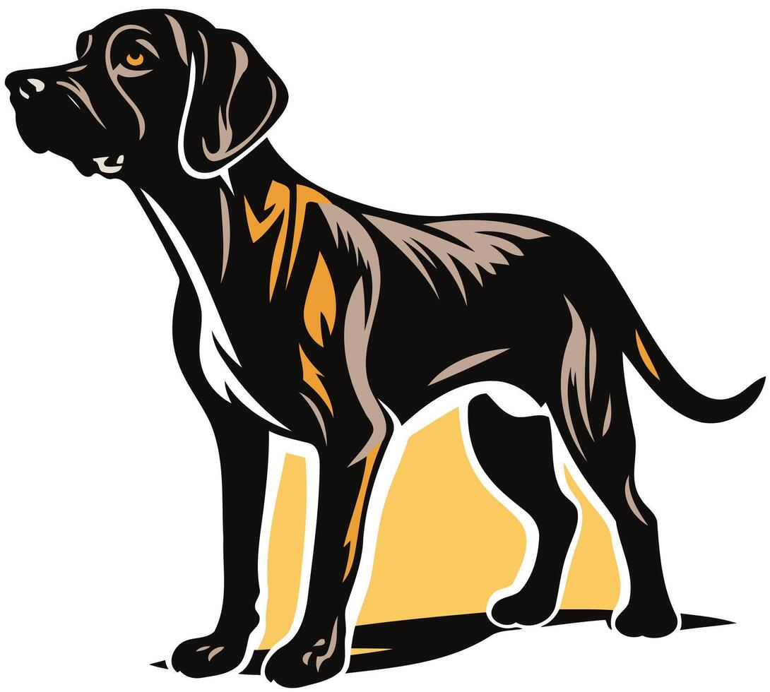 Black and White Hunting Dog Illustration vector