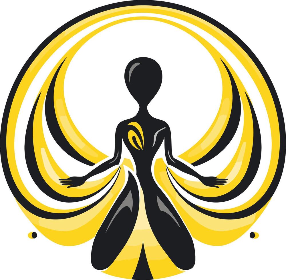 Abstract Silhouette of a Woman with Golden Wings vector