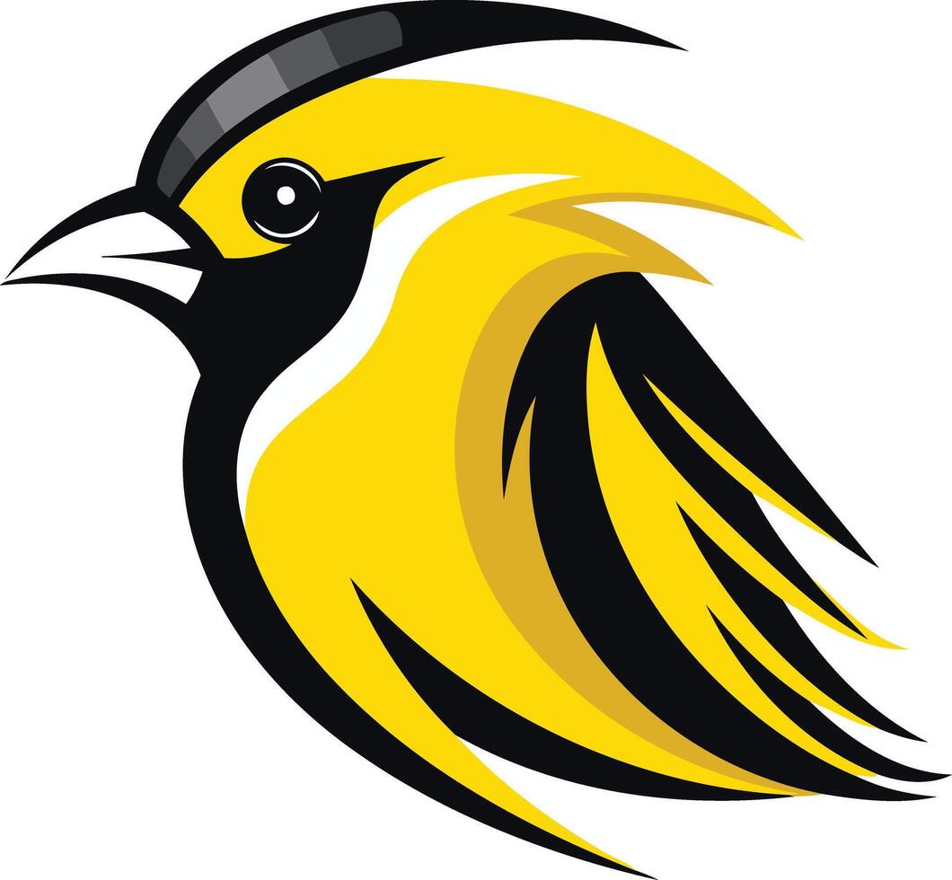 Bold and dynamic bird logo design featuring a yellow and black color scheme vector