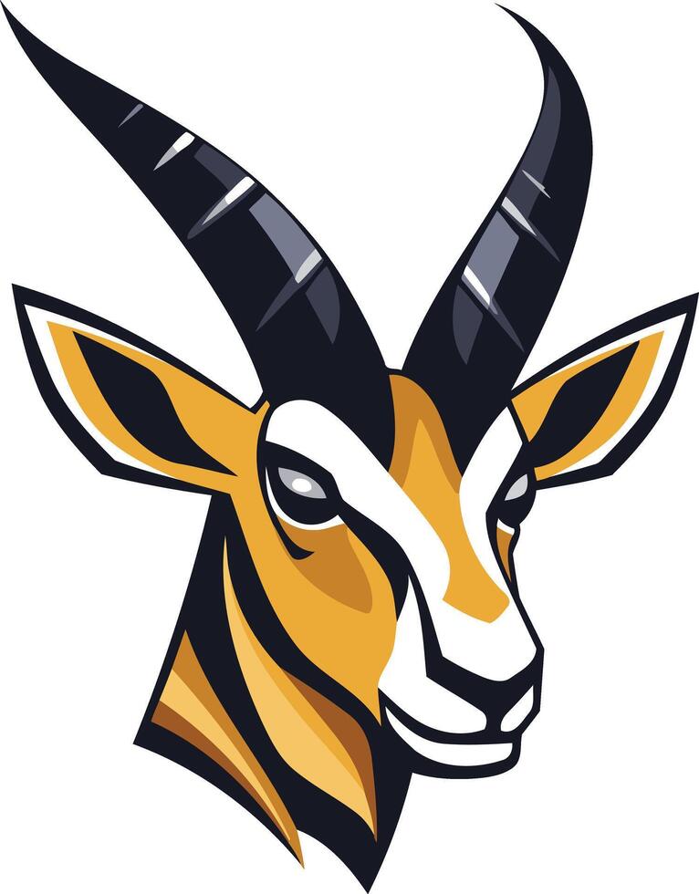 Illustration of an Antelope Head with Black Horns vector