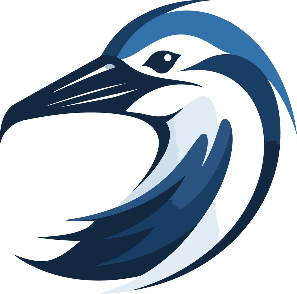 A stylized bird head logo with a bold blue color scheme, perfect for branding in various industries vector