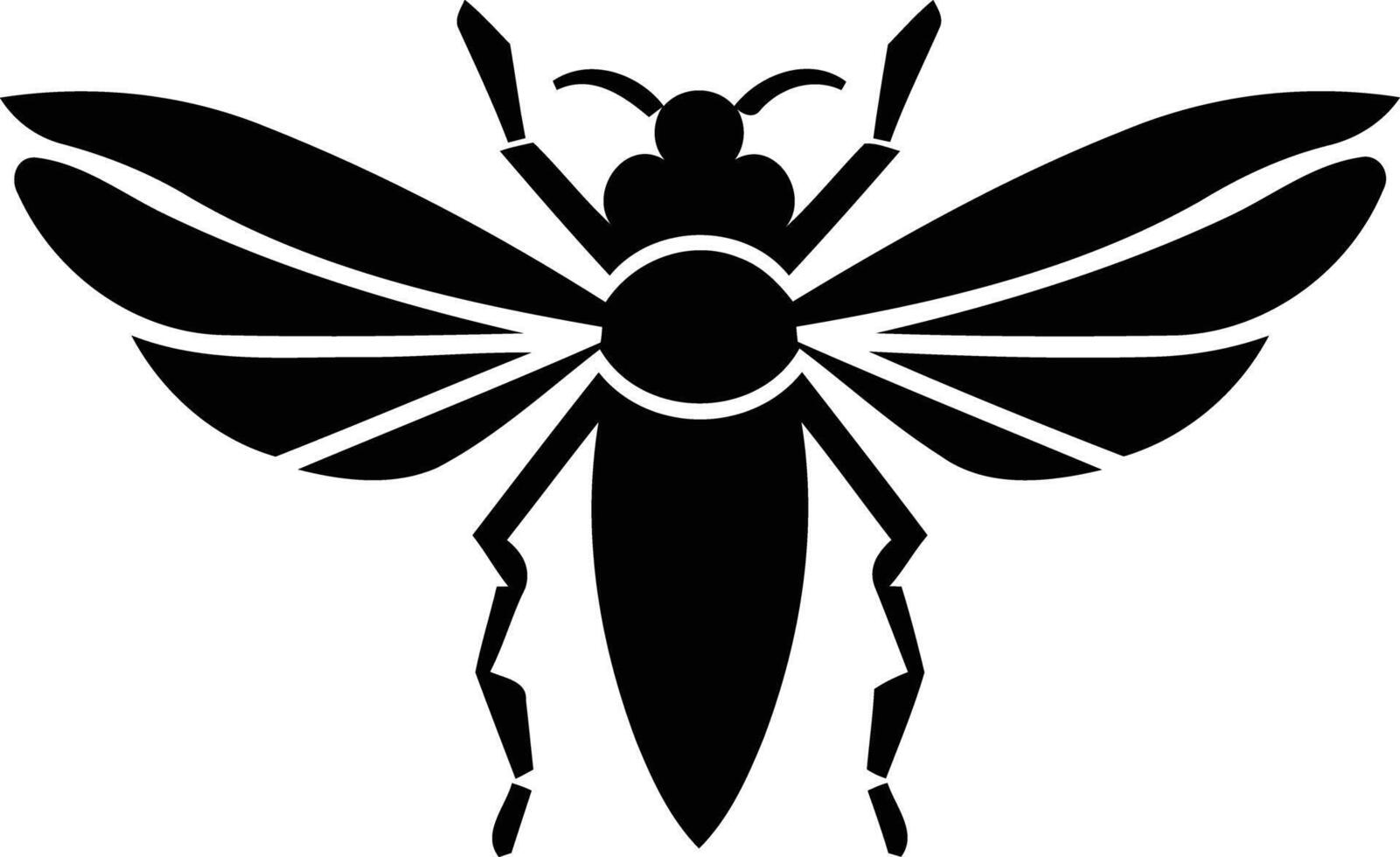 Simple, bold silhouette of a bee or wasp, perfect for logos, branding, or illustrations vector