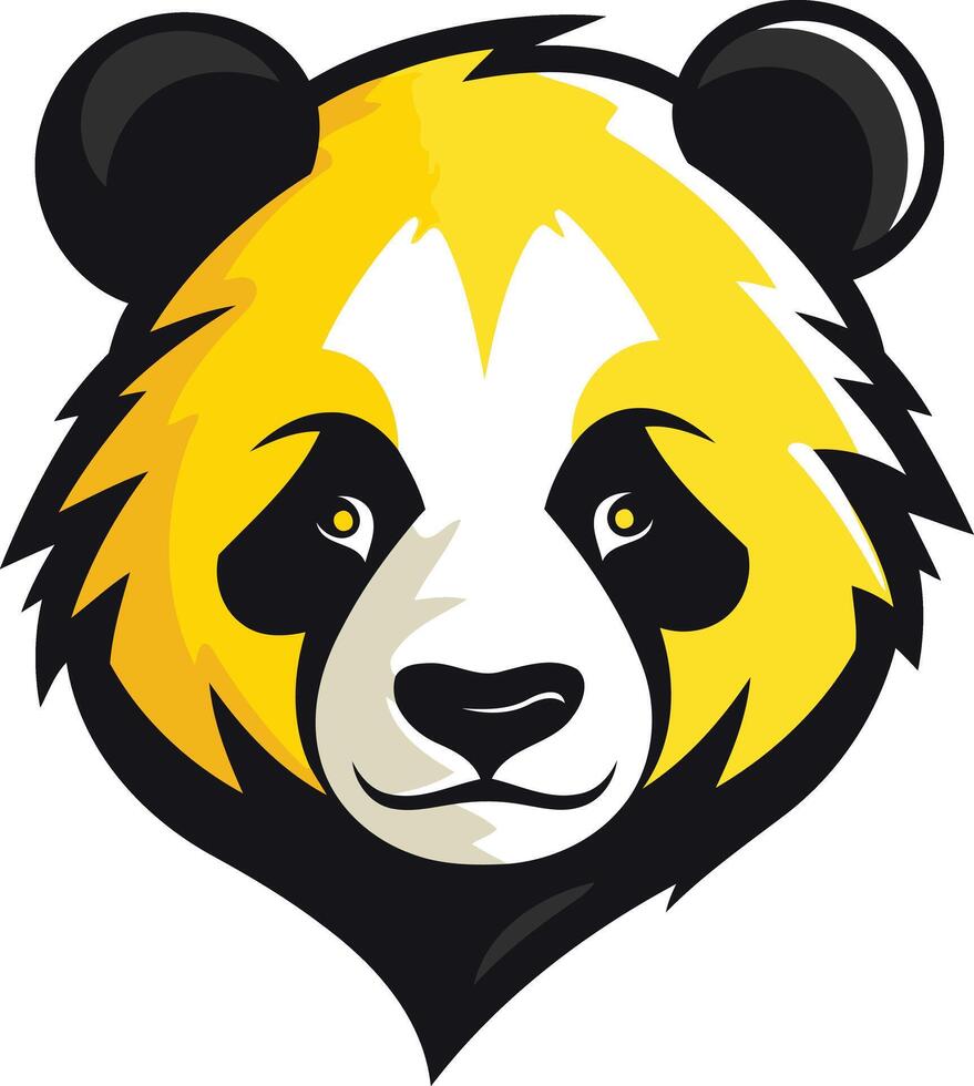A bold and playful panda mascot design, featuring a yellow and black color scheme vector