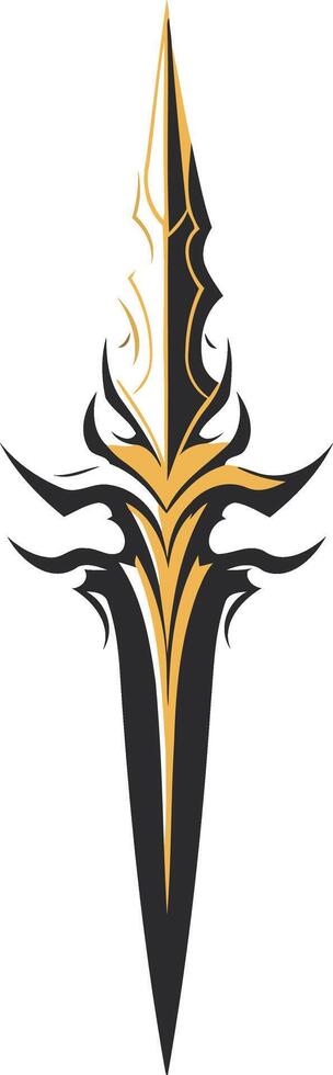 A striking, stylized dagger design in black and gold vector