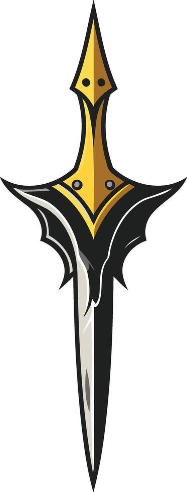 Sharp and stylized illustration of a dagger with golden accents, perfect for a logo, brand identity, or gaming design vector
