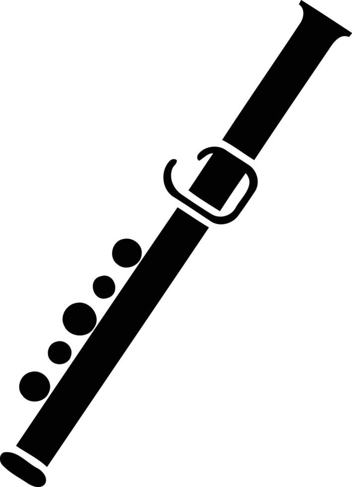 Simple black and white silhouette of a clarinet vector