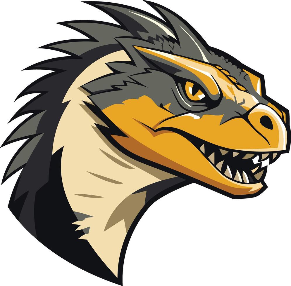 Fierce and stylized, this cartoon dragon head logo is perfect for branding gaming, sports, or other adventurous businesses vector
