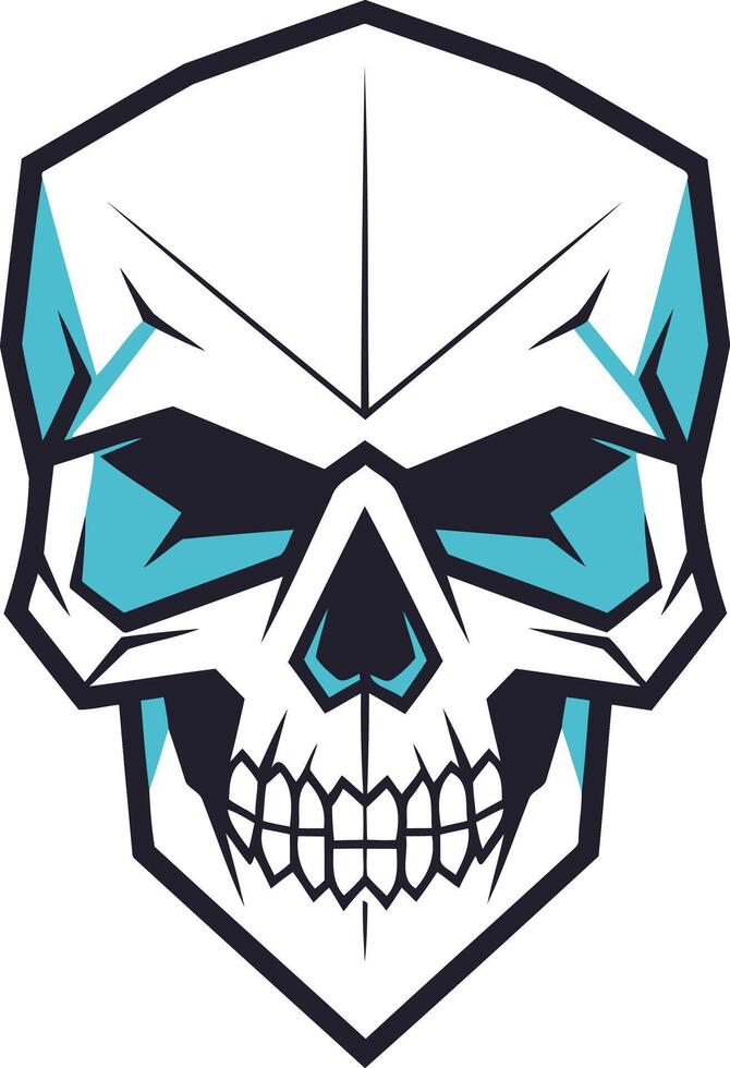 Geometric Skull Illustration in Blue and White vector