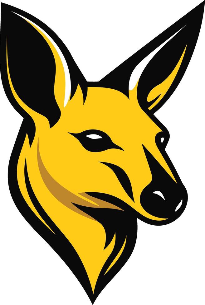 Yellow and Black Cartoon Kangaroo Head vector