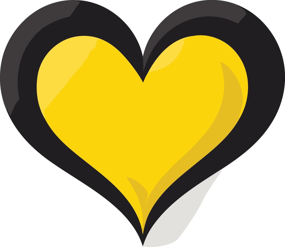 Yellow Heart with Black Outline vector