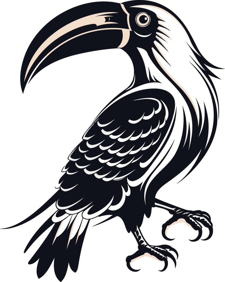 Stylized Black and White Toucan Illustration vector