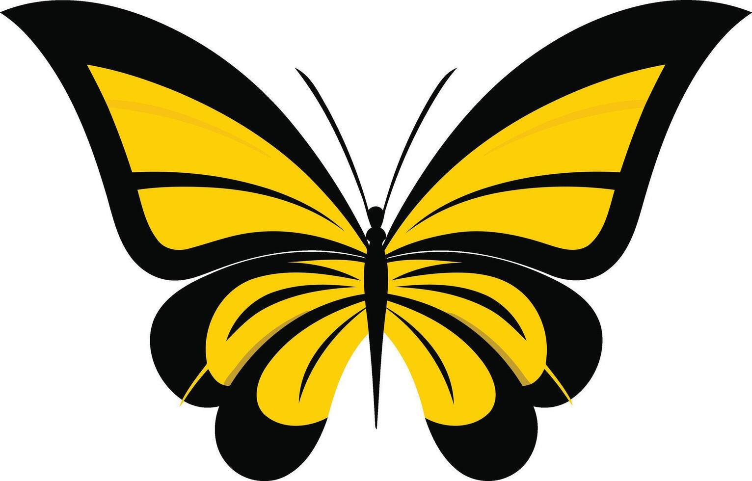 Yellow Butterfly with Black Outlines vector