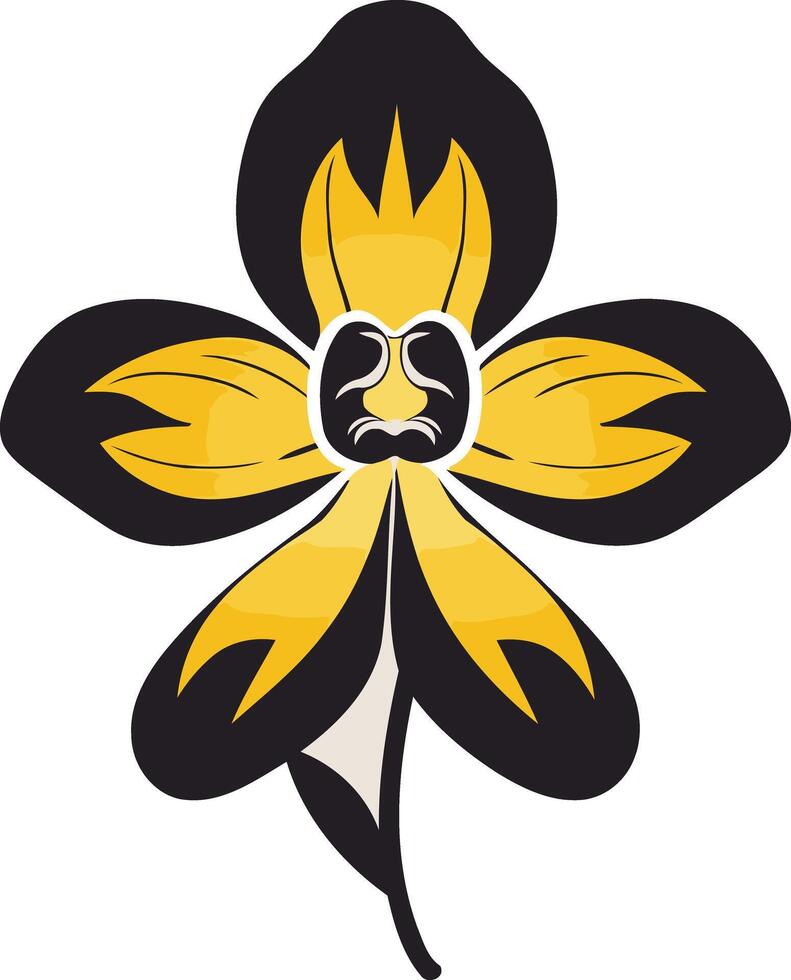 A stylized yellow flower with black accents vector