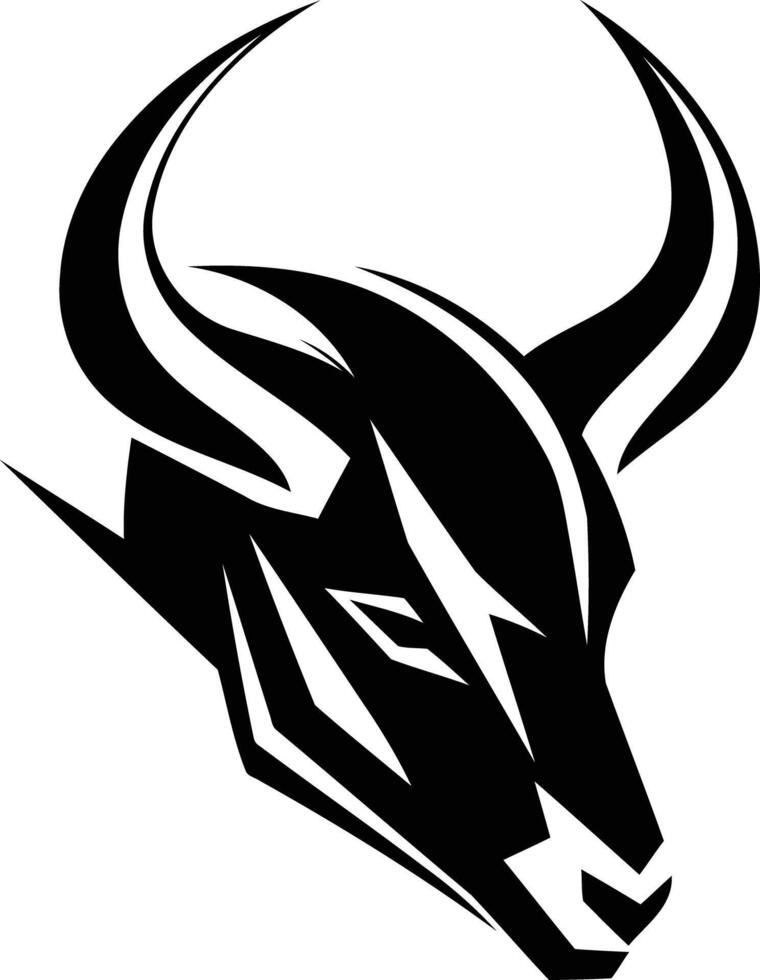 A powerful and stylized black and white bull head logo vector