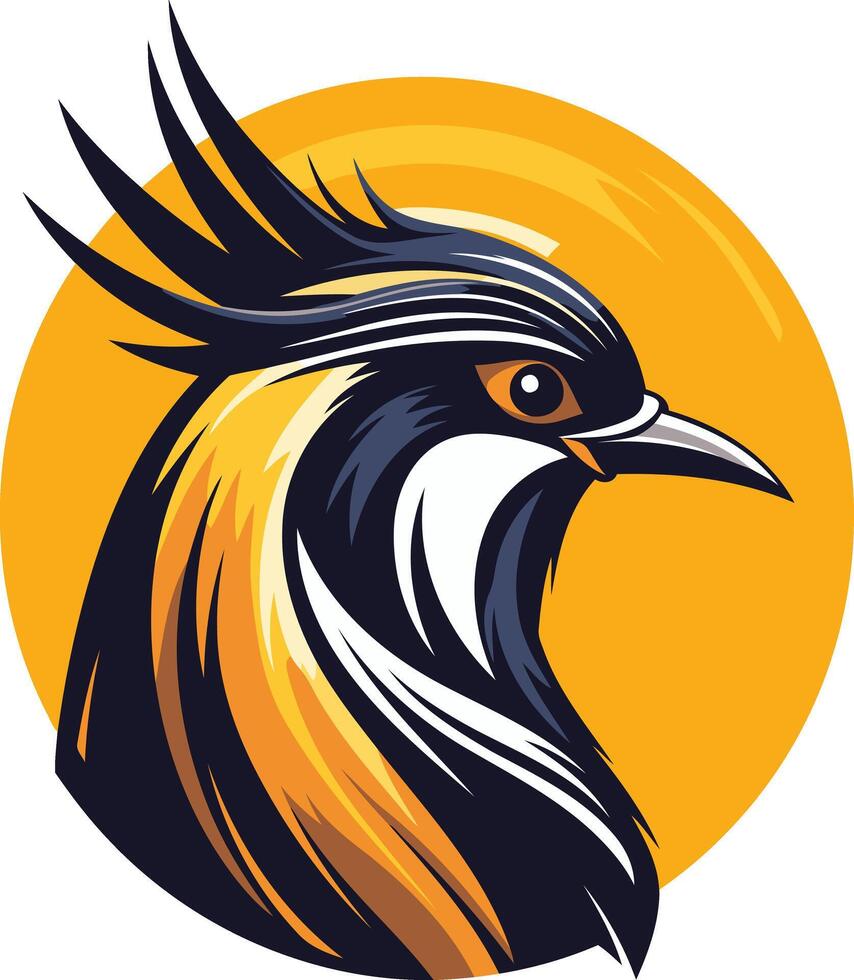 Bold and dynamic logo of a bird with a striking color palette vector