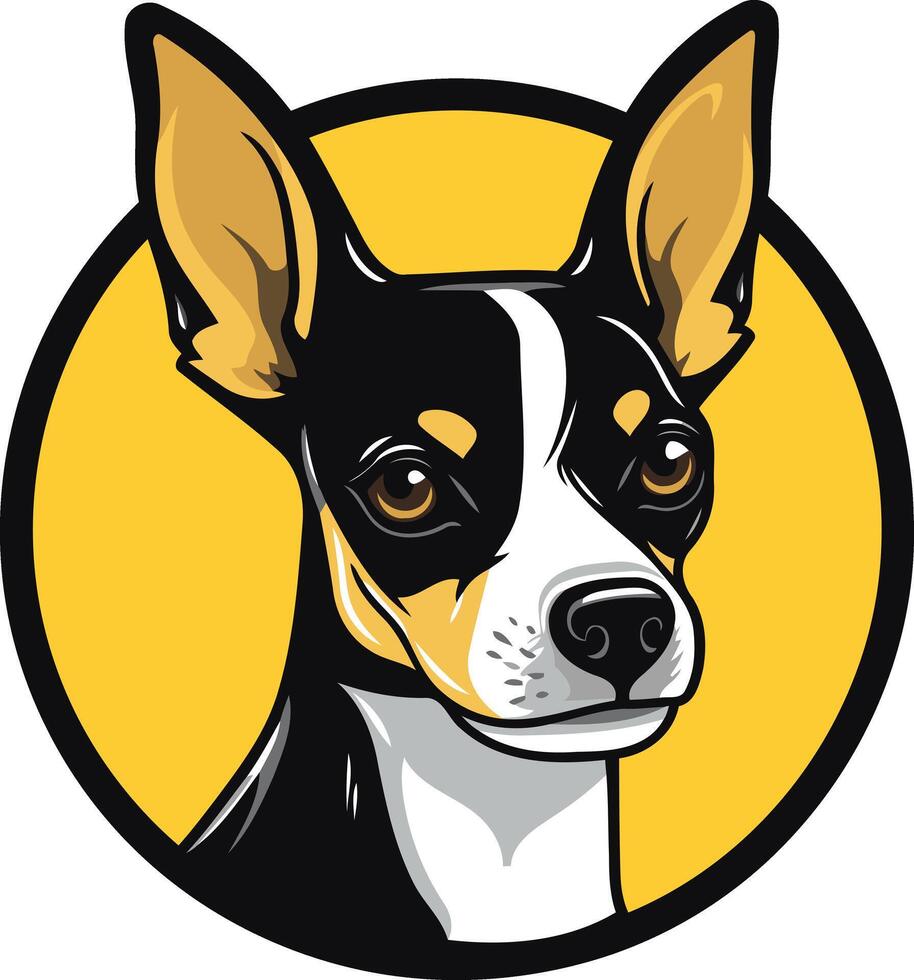 Cute cartoon illustration of a black and white chihuahua dog with a happy expression, perfect for pet lovers, dog owners, and branding vector