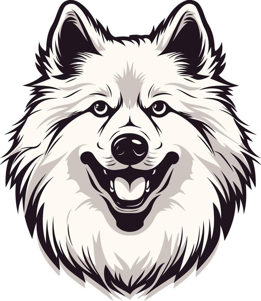 A friendly and playful illustration of a white dog's face, perfect for branding, merchandise, and social media vector
