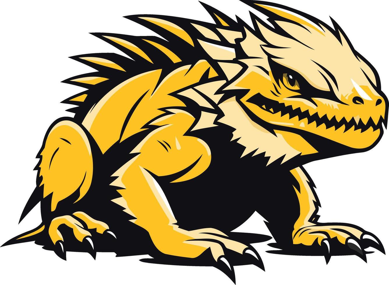 Aggressive yellow lizard mascot with a fierce expression, perfect for sports teams or gaming logos vector