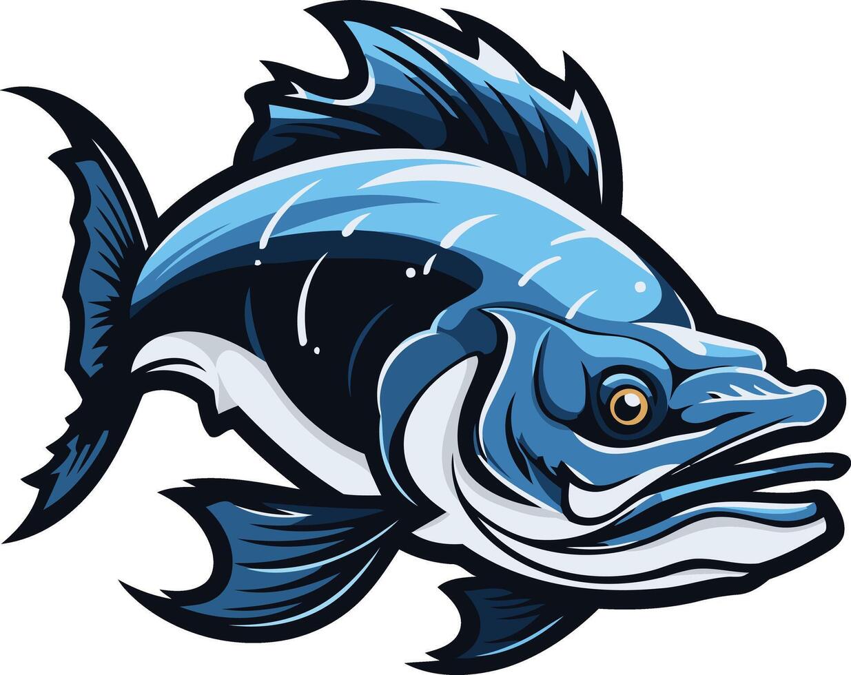 Blue Fish Illustration with Sharp Fins vector