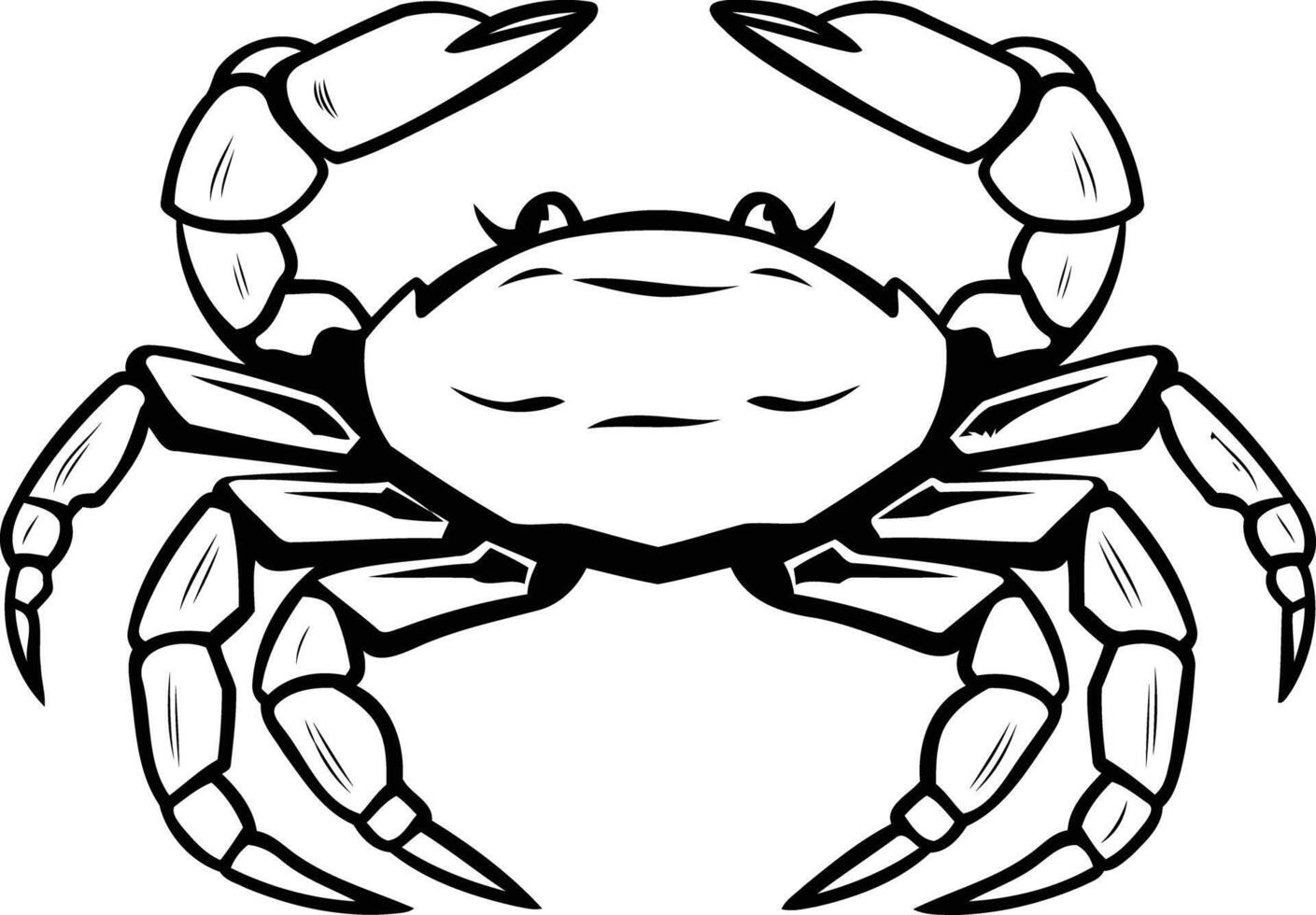 Black and white illustration of a crab vector