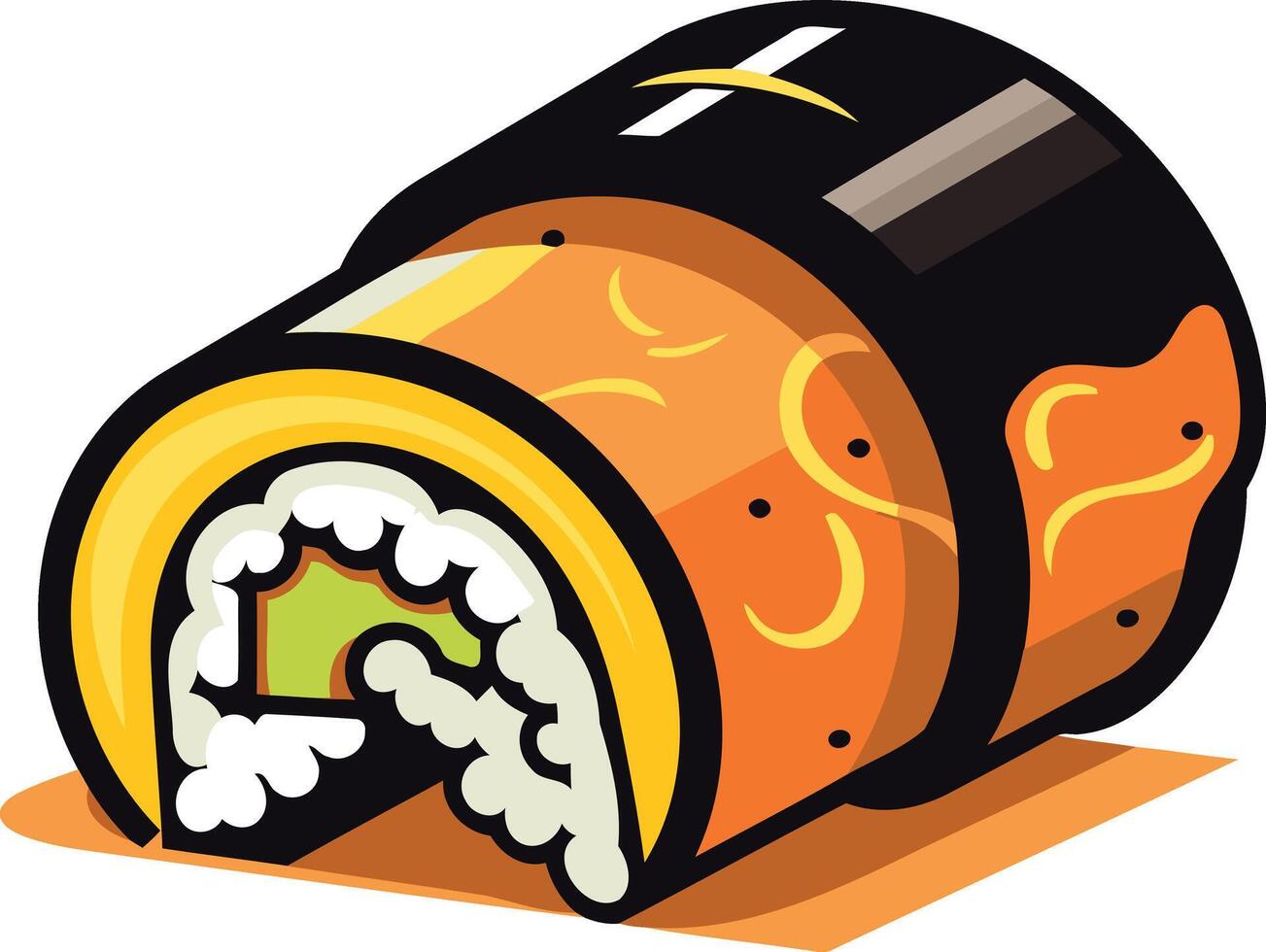 Sushi Roll with Avocado Filling vector