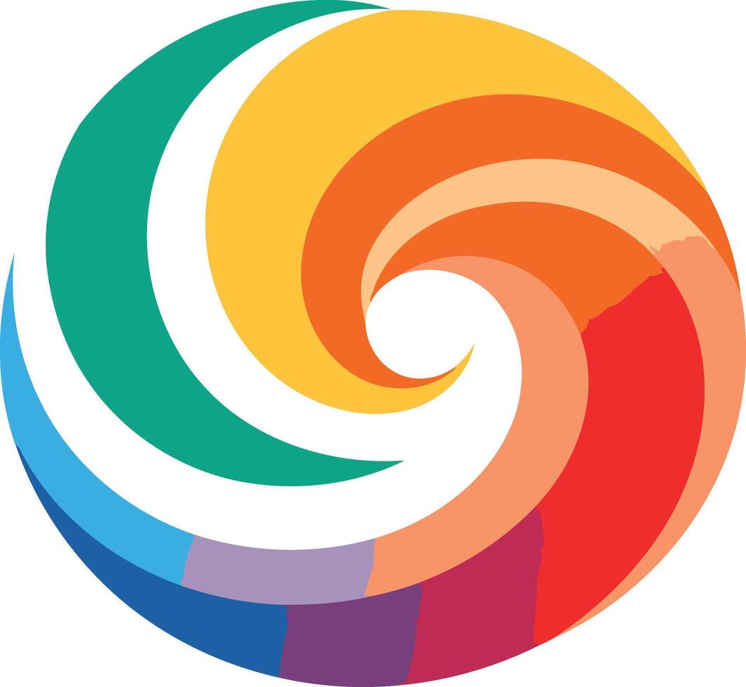 Abstract circular logo with a colorful swirl design vector