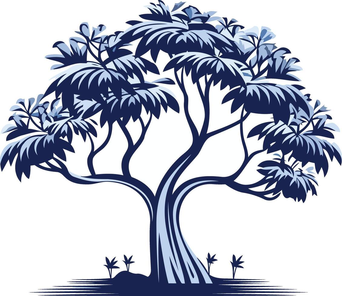 Stylized Tree in Blue Hues vector