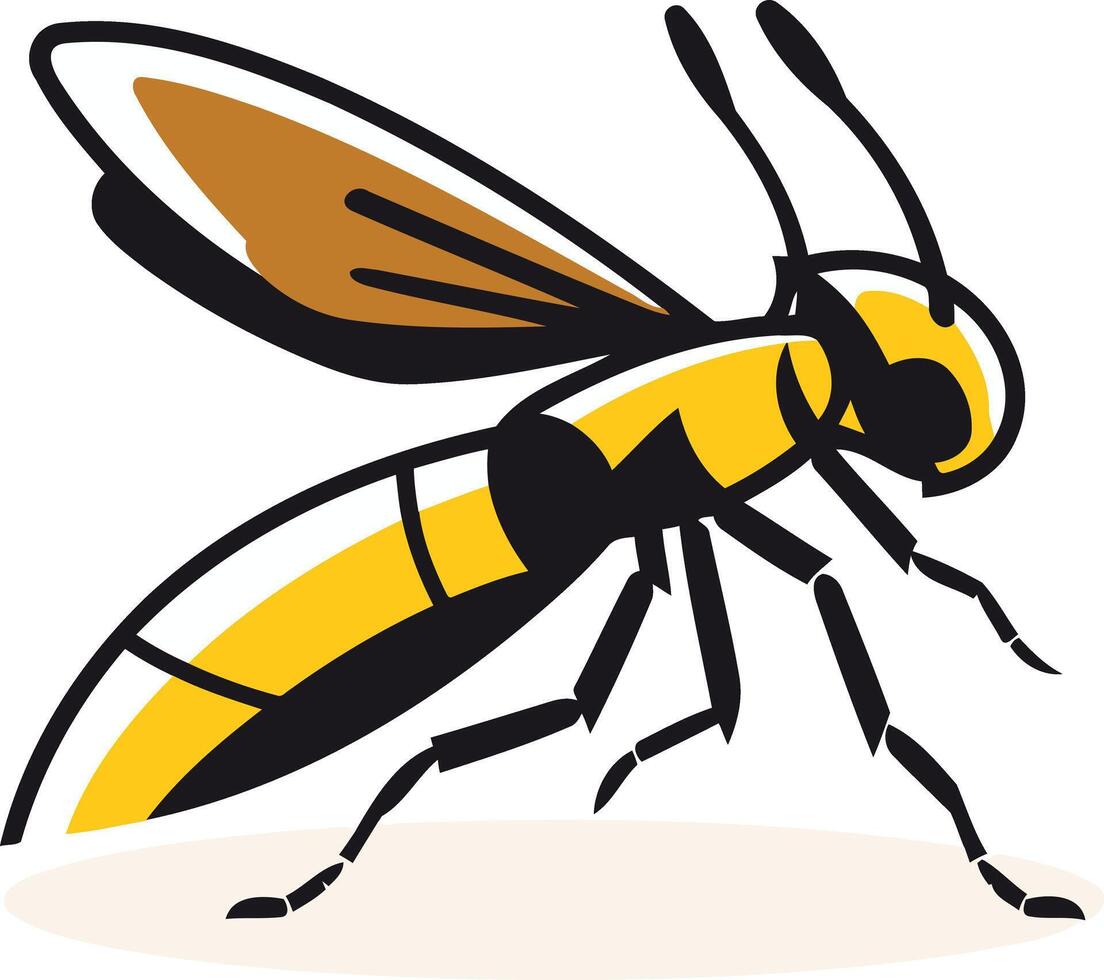 A bold and simple illustration of a stylized yellow jacket wasp vector