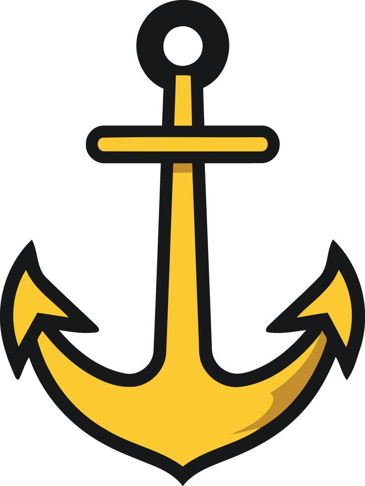A simple, bold yellow anchor icon, perfect for maritime-themed projects, nautical branding, or as a symbol of stability and hope vector