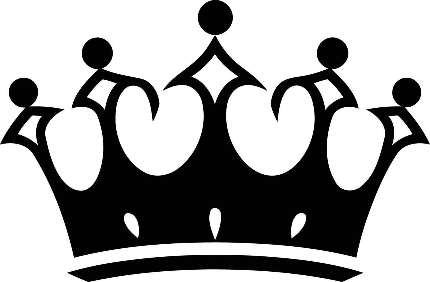 Simple yet elegant black and white crown illustration, perfect for logos, designs, and branding vector