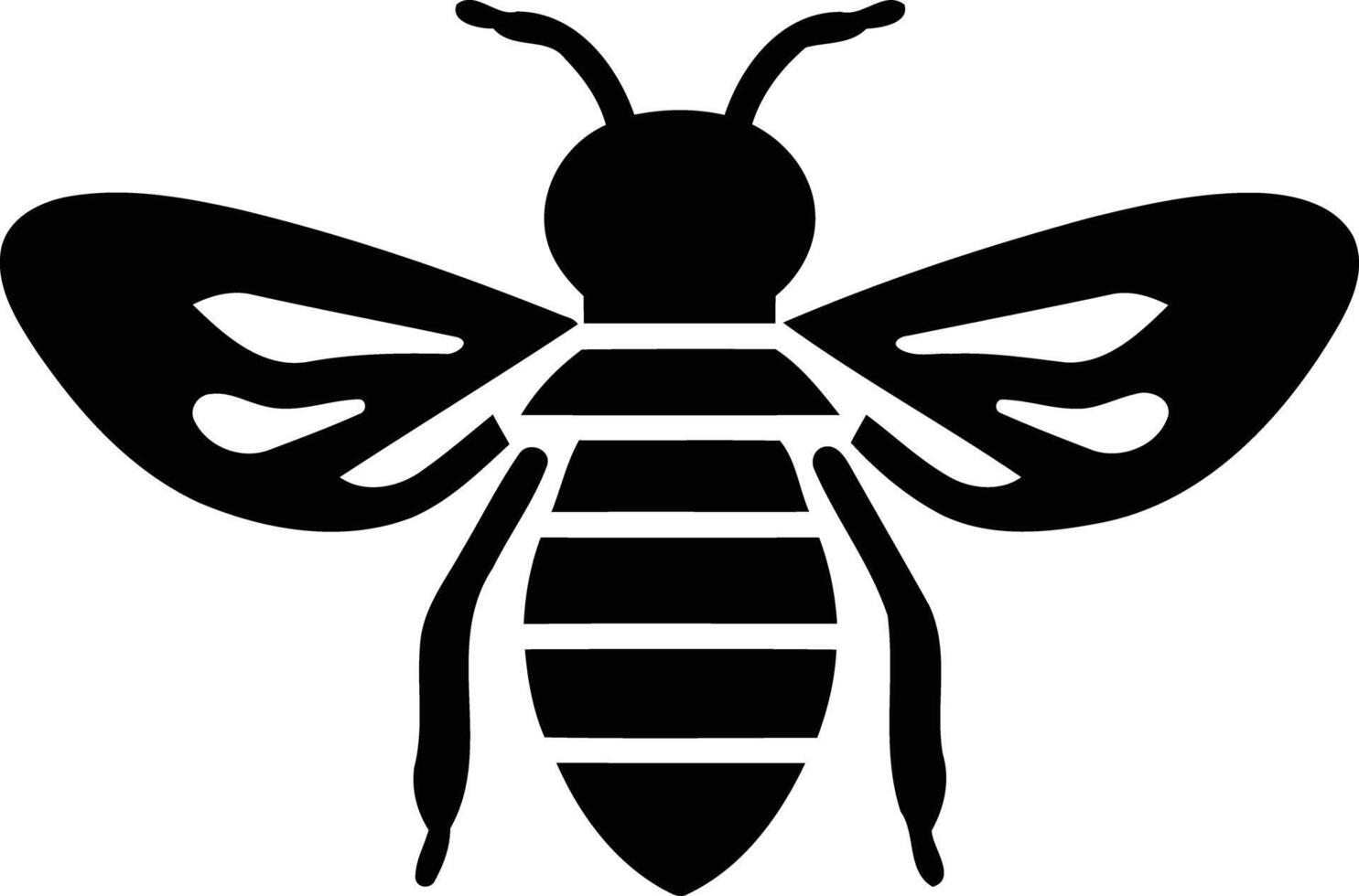 Simple black and white bee silhouette, perfect for logo design, branding, or website icons vector