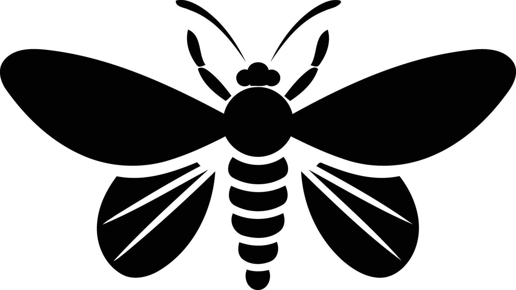 Simple black and white silhouette of a moth with spread wings vector
