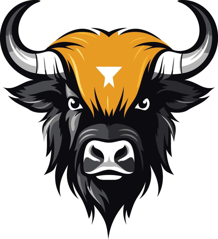 Fierce Bull Head with Orange Fur vector