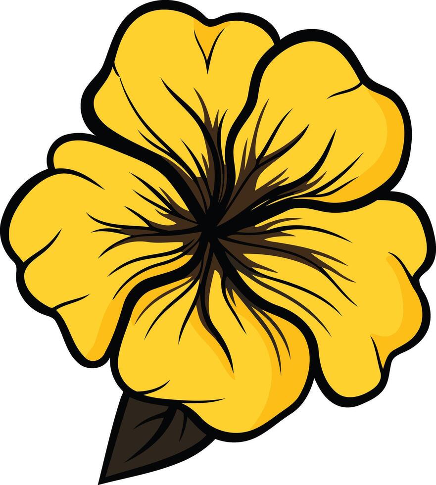 A vibrant yellow cartoon flower with a dark center, perfect for adding a touch of nature to your designs vector