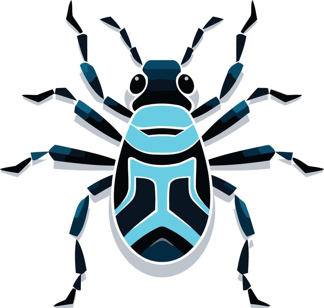 A striking blue and black bug illustration, perfect for logos, branding, or design projects with a futuristic feel vector